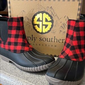 Simply Southern Red and Black Checkered Boots